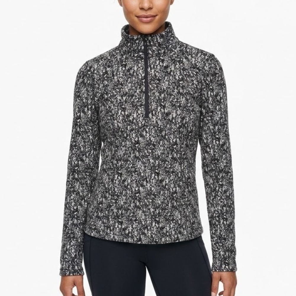 Spyder Active Womens Quarter Zip Pullover Black White Marbled Small